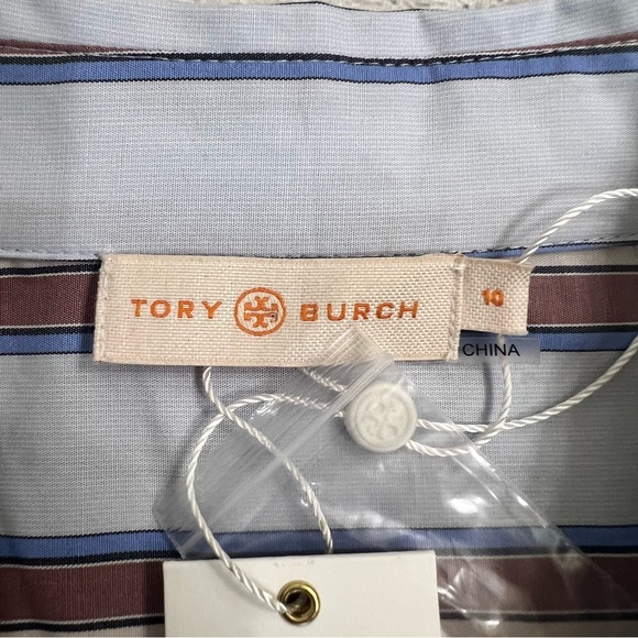 NWT Tory Burch TB Striped Cotton Casual Top size 10 - Picture 9 of 14